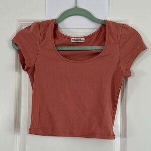 Women's Light Pink Short Sleeve Crop Top